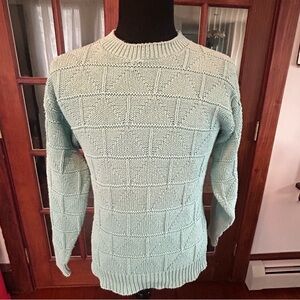 Vintage 80s John Weitz Knit Sweater Mens Large Textured 100% Cotton Made in USA